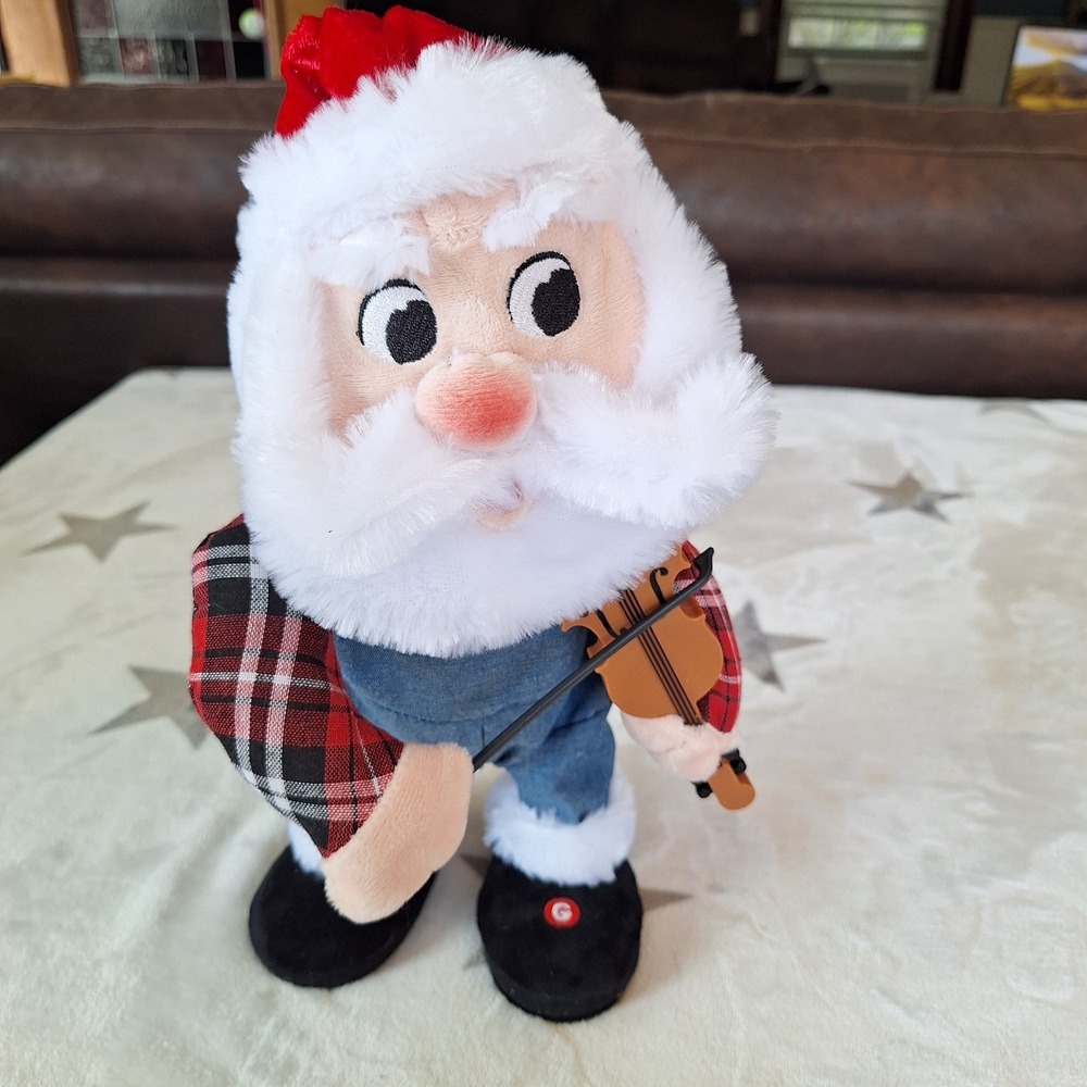 2021 Gemmy Animated Violin Player Santa Standing Decor 13" Home Depot Exclusive